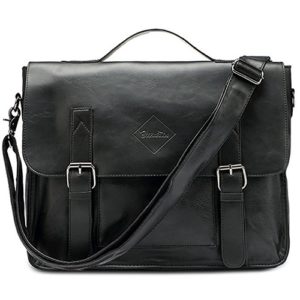 Zebella vintage leather briefcase black