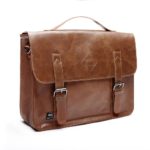 Zebella vintage leather briefcase light brown corner